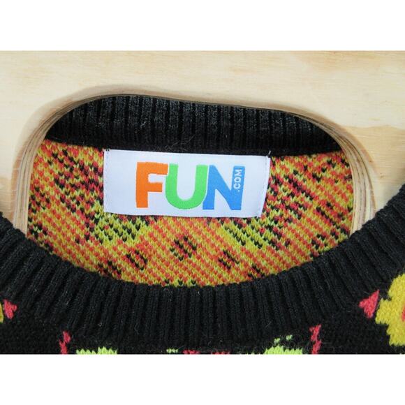 FUN.COM Sugar Skull Day of the Dead Adult Men's Small Ugly Christmas Sweater - Picture 2 of 13